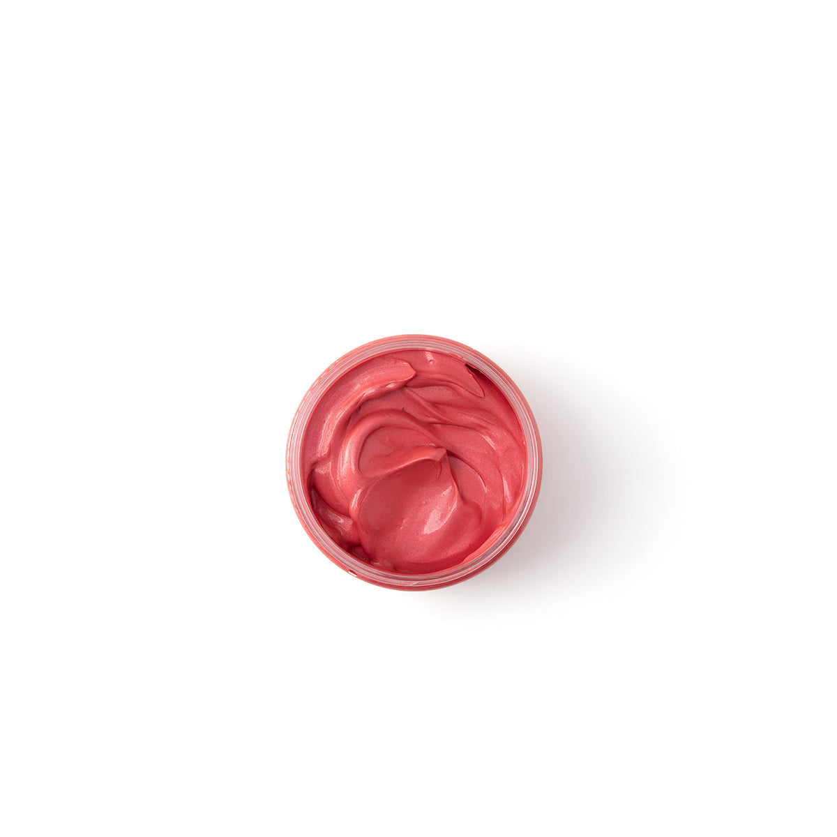 Ein Behälter mit der leuchtend rosa Farbe As I Am Curl Color, direkt von oben betrachtet, zeigt die cremige und leicht gewellte Textur des Produkts.