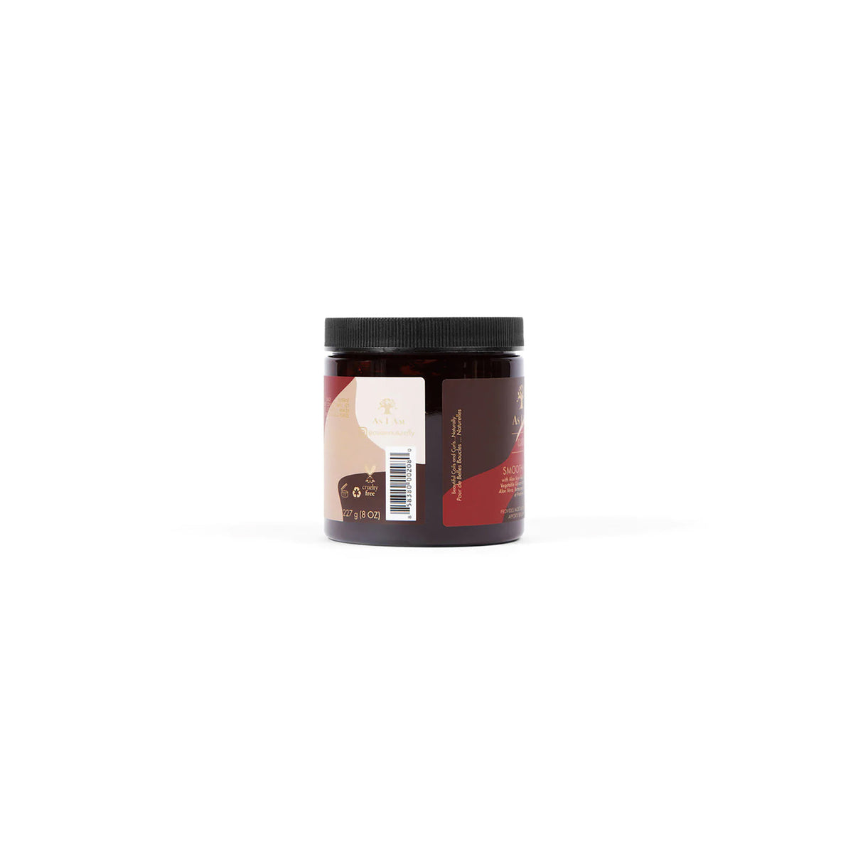 Behälter mit As I Am Classic Glättungsgel (227 g) mit Produktinformationsetikett.