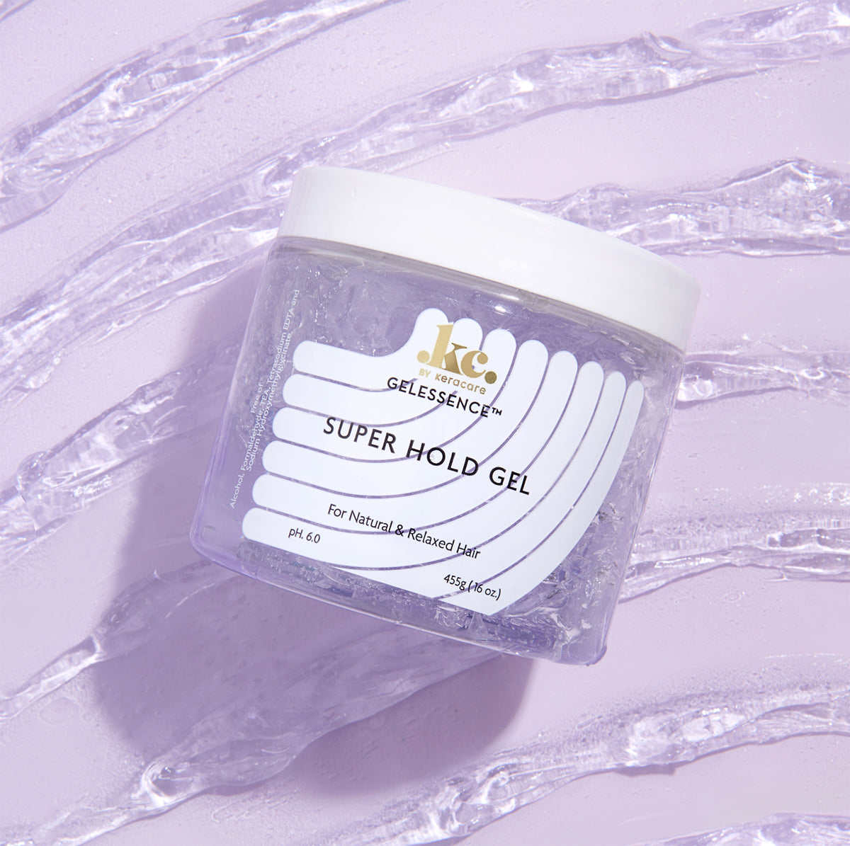 Keracare Gelessence Super Hold Gel für natürliches und geglättetes Haar, 455 g. Formuliert ohne Parabene, Mineralöl, Silikone.