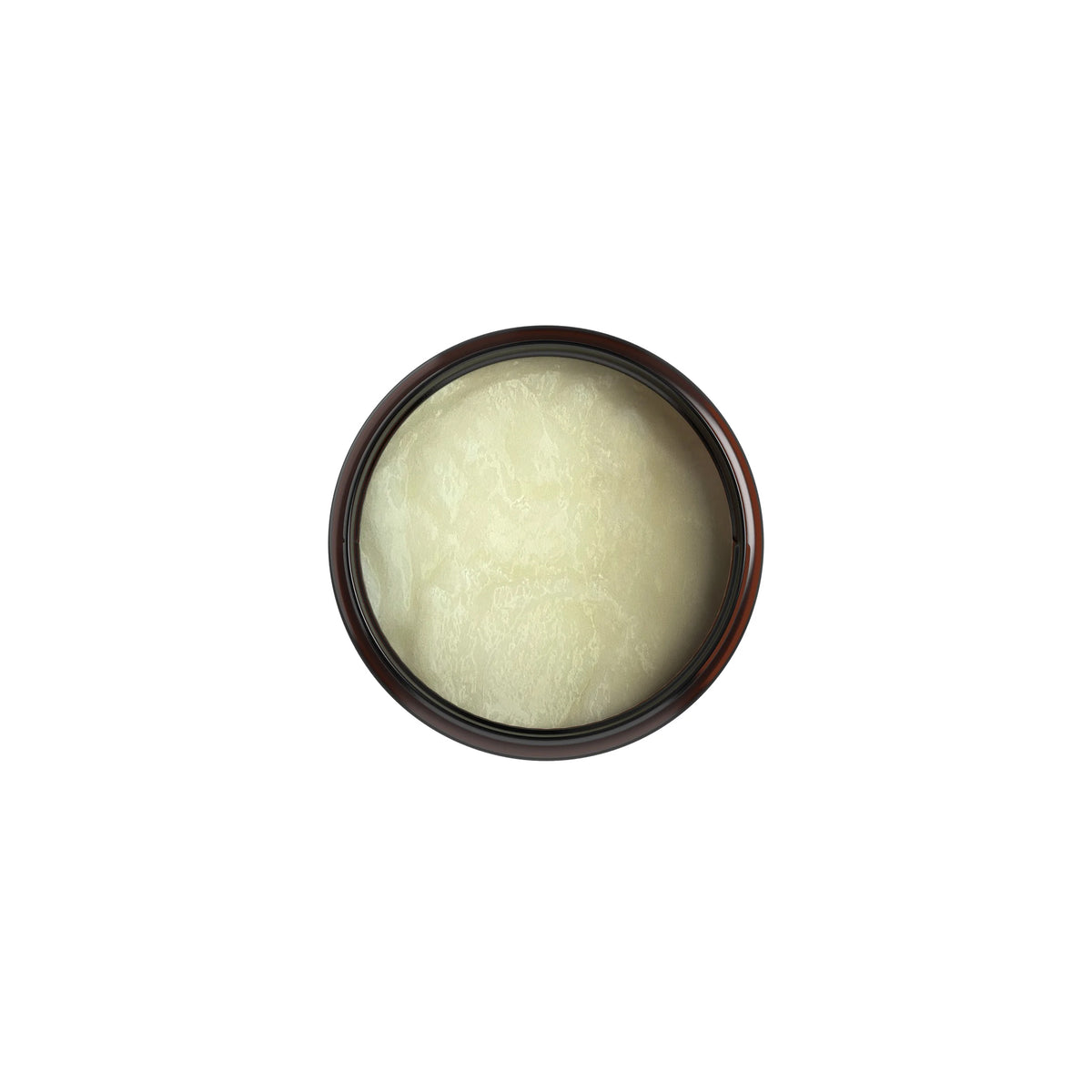 Sunny Isle Jamaican Black Castor Oil Intensive Repair Masque (16 fl oz). Das Bild zeigt die Oberseite der Plastikdose, wo man deutlich die cremige, leichte Textur der Maske erkennen kann.