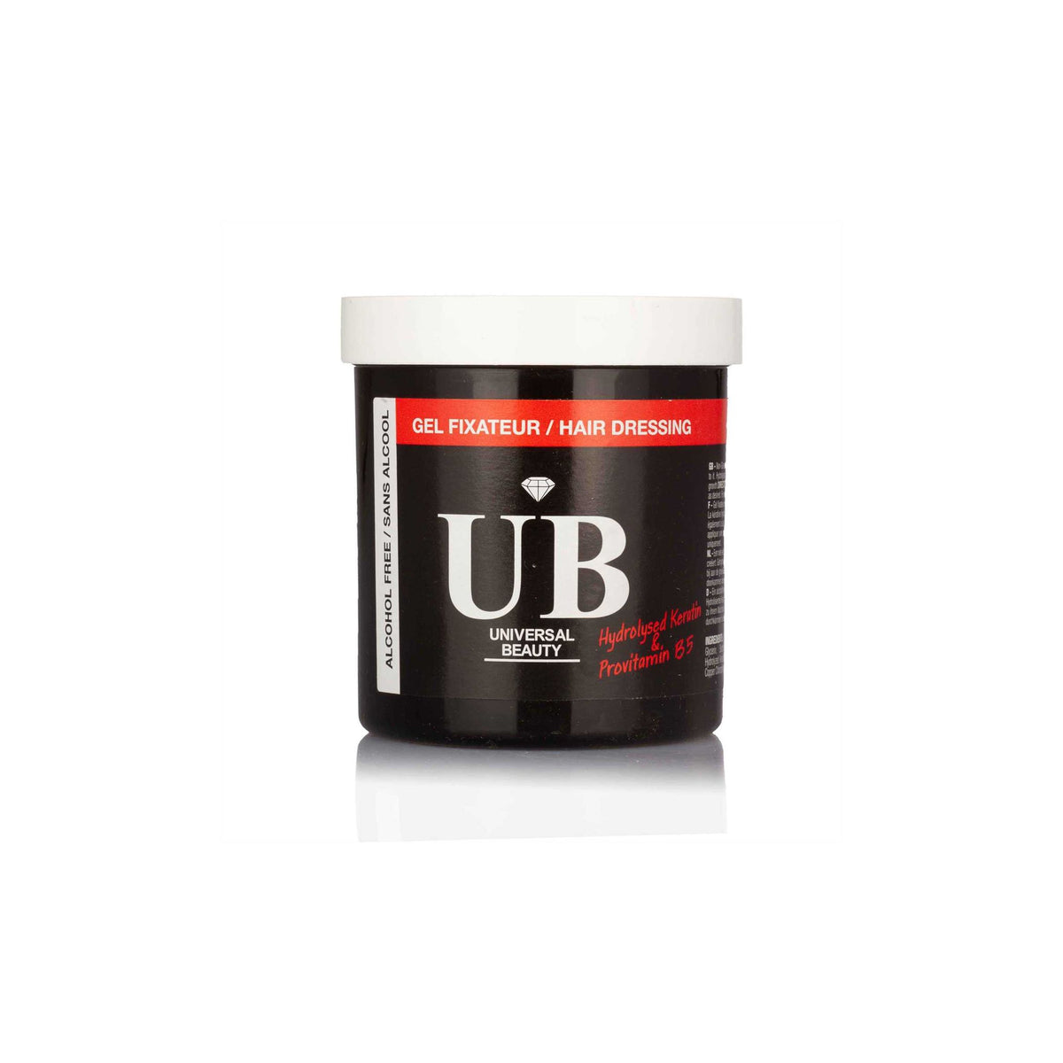 Universelles Beauty-Styling-Gel (16oz) mit „UB“-Logo. Alkoholfreies Haarstyling-Gel/Fixateur.