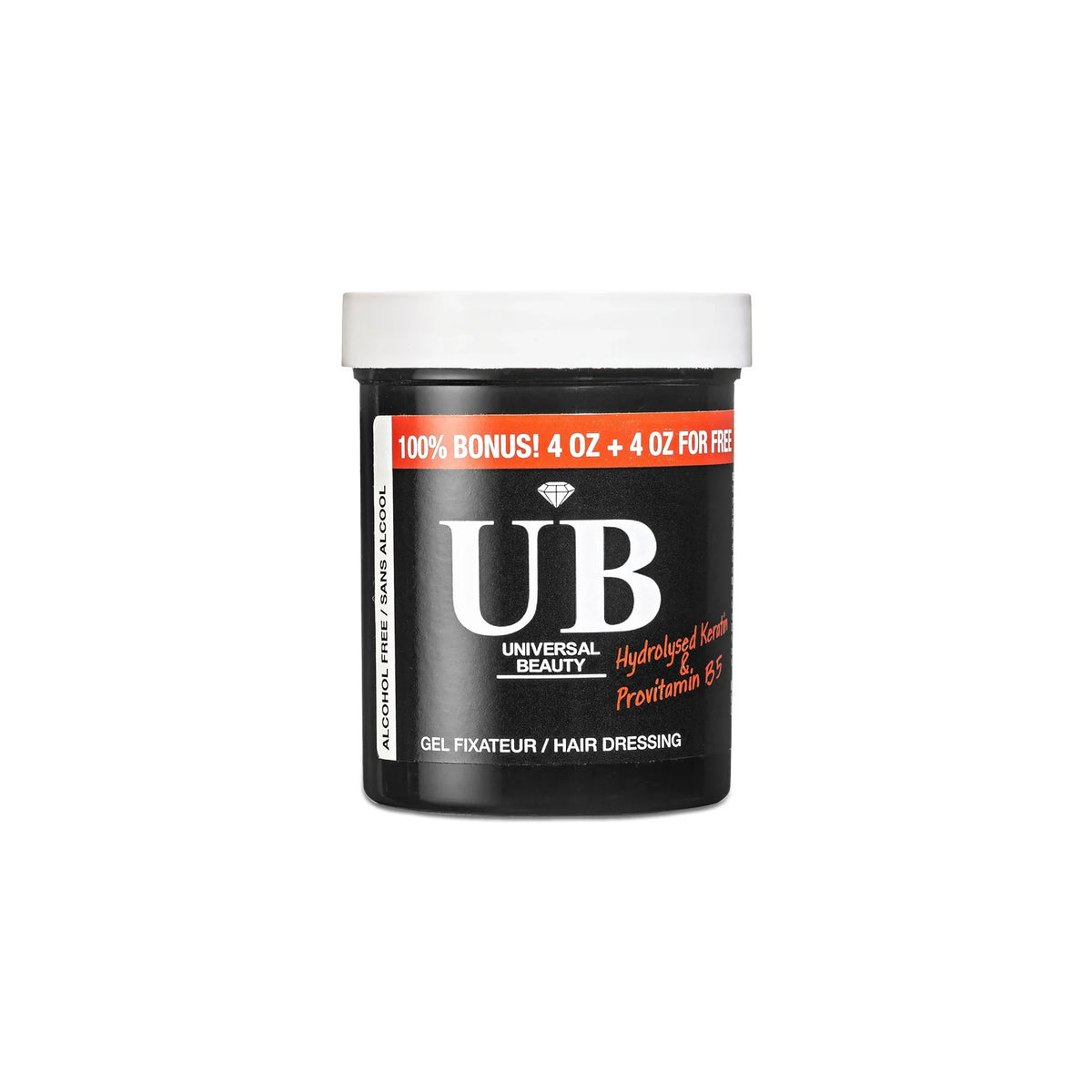 Eimer mit Universal Beauty Styling Gel, alkoholfrei mit hydrolysiertem Seiden-Provitamin B5, 8 Unzen (4 Unzen + 4 Unzen gratis).